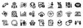 Set of Science icons, such as 5g wifi, Blood and saliva test, Documents box. Vector