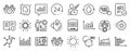 Set of Science icons, such as Head, Technical info, Trade chart. Vector
