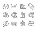 Set of Science icons, such as Internet, Computer keyboard, Online chemistry. Vector