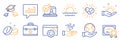 Set of Science icons, such as Medical tablet, Throw hats, Wind energy. Vector Royalty Free Stock Photo