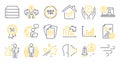 Set of Science icons, such as Safe time, Decreasing graph, Documents symbols. Vector