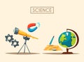 Set of science logo. Cartoon vector illustration. Education theme Royalty Free Stock Photo