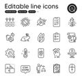 Set of Science outline icons. Contains icons as Puzzle, Coronavirus and Statistics timer elements. For website. Vector