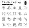 Set of Science outline icons. Contains icons as Freezing click, Chemistry pipette and Nasal test elements. Vector