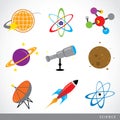 Set of science stuff icon Universe, Solar system