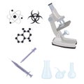 Set of scientific items isolated on white background. laboratory innovation. scientific symbols