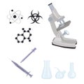 Set of scientific items isolated on white background. laboratory innovation. scientific symbols Royalty Free Stock Photo
