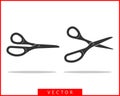 Set scissor icon. Scissors vector design element or logo template. Black and white silhouette isolated Royalty Free Stock Photo