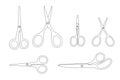 Set of scissors outline style flat vector illustration on white background Royalty Free Stock Photo