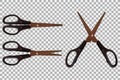 Set of 3 scissors. Realistic illustration