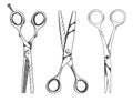 Set of scissors symbol isolated on white background. Opened hair cutting scissors. Barber logo icon Royalty Free Stock Photo