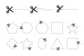 Set of scissors vectors with cut out coupons of different geometric shapes