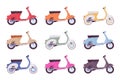 Set of scooters in different colors Royalty Free Stock Photo