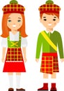 Vector illustration of scot children, boy, girl, people. Royalty Free Stock Photo