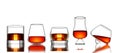 Set of Scotch Whisky, bourbon or rum in a Glass on White background - 3D Illustration Render Royalty Free Stock Photo