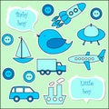 Set of scrapbook elements for baby boy Royalty Free Stock Photo