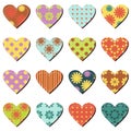 Set with scrapbook hearts on white background Royalty Free Stock Photo