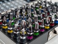 A set of screwdriver attachments, bits for a magnetic screwdriver, screwdriver heads Royalty Free Stock Photo