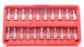 Set of Screwdriver Bits in Red Case Royalty Free Stock Photo