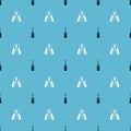 Set Screwdriver and Car battery jumper power cable on seamless pattern. Vector