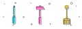 Set Screwdriver, Hammer and Snow shovel icon. Vector