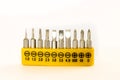 Set of screwdrivers bits Royalty Free Stock Photo