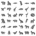 Set of scribble silhouettes of african animals Royalty Free Stock Photo