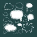 Set of scribble speech bubbles on a green background. Royalty Free Stock Photo