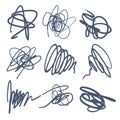Set of Scribble Stains Hand drawn in Pen, logo design