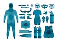 Set of scuba diving equipment.