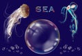 Set with sea animals