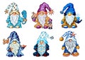 Set of 6 sea gnomes with accessories.