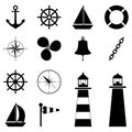 Set of sea icons, illustration Royalty Free Stock Photo