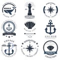 Set of sea and nautical decorations illustration.