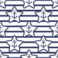 Set of sea and nautical seamless patterns. Vector illustration.