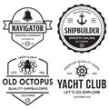 Set of sea and nautical typography badges and design elements. Templates for company logo