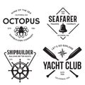 Set of sea and nautical typography badges and design elements. Templates for company logo