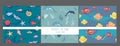 Set of sea seamless patterns with dolphin, shells, fish. Scrapbook design elements. collection Cute cartoon character Royalty Free Stock Photo