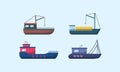 Set of sea ships, yachts, marine transport.