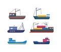 Set of sea ships, yachts, marine transport.