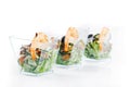 Set of seafood canapes on white background studio