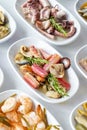 Set of Seafood Dishes. Selective focus fish salad.