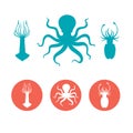 Set of the seafood flat icons