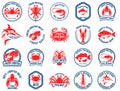 Set of seafood market emblems. Design element for logo, label, emblem, sign.