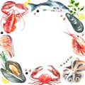 Set of seafood watercolor.