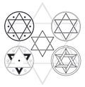 Set of Seal of Solomon Icons Illustration Star in Circle Symbol Alchemy Sacred Geometry