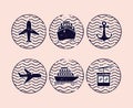 Set seals arrival and transport Royalty Free Stock Photo