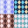 Set of seamless argyle check pattern. Vector geometric diamonds background Royalty Free Stock Photo