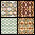 Set of seamless autumn patterns. Abstract geometric wallpaper.