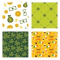 Set of seamless background patterns for St Patricks Day. Perfect for wallpapers, pattern fills, web backgrounds, St